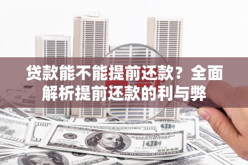 舞阳贷款能不能提前还款？全面解析提前还款的利与弊