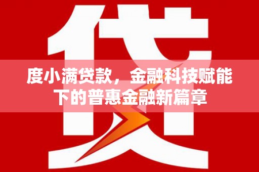 舞阳度小满贷款，金融科技赋能下的普惠金融新篇章