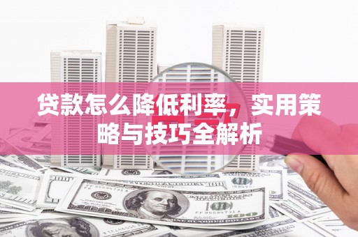 舞阳贷款怎么降低利率，实用策略与技巧全解析