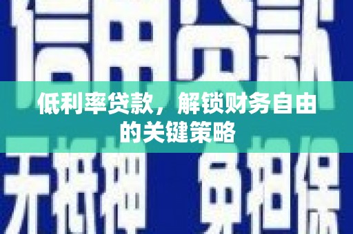舞阳低利率贷款，解锁财务自由的关键策略