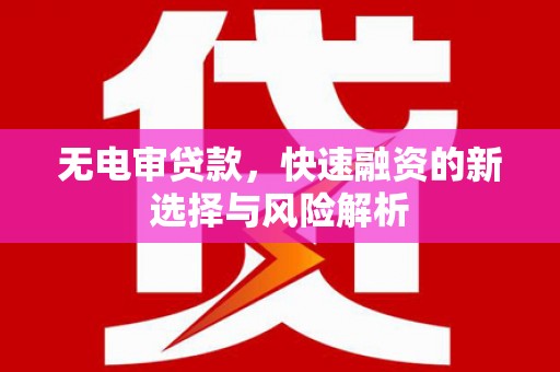 舞阳无电审贷款，快速融资的新选择与风险解析
