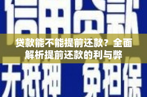 舞阳贷款能不能提前还款？全面解析提前还款的利与弊