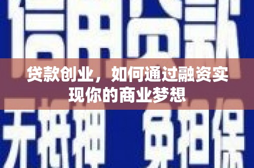 舞阳贷款创业，如何通过融资实现你的商业梦想