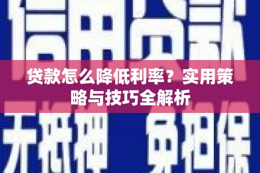 舞阳贷款怎么降低利率？实用策略与技巧全解析